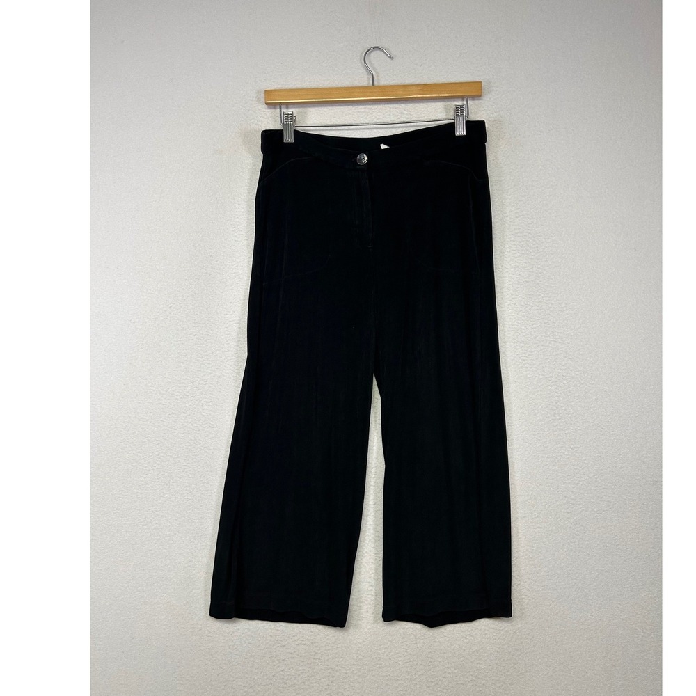 Travelwear Chicos‎ Womens Size XS Black Wide Leg Cropped Travelers Knit Pants